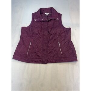 Cj banks quilted style vest with mock collar size 1X Purple